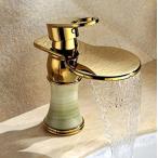 ミキサー AWXJX European Style Copper Gold Sink Jade Waterfalls Sink Mixer Taps