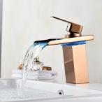 ミキサー AWXJX Copper Hot and Cold Sink Waterfalls Golden Sink Mixer Taps