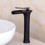 ミキサー AWXJX European Style Copper Brushed Waterfalls Hot and Cold Black Louis Sink Mixer Tap Faucet