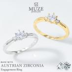 指輪 リング レディース 名入れリング 刻印無料 エンゲージリング 婚約指輪 プロポーズリング シルバー925 サイドストーンリング プラチナ k18 MUZE JEWELRY