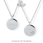ショッピングイニシャル MUZE JEWELRY ダイヤモンド イニシャル コイン ネックレス ラウンドプレート チャームネックレス made in japan