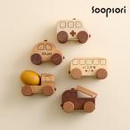 木のおもちゃ 車 赤ちゃんおもちゃ 働く車 ミニカー 5個セット パトカー 消防車 救急車 ミキサー車 バス 木製くるま セット 1歳 クリスマスプレゼント