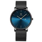 [BEN NEVIS] наручные часы мужской простой модный тонкий casual дисплей с датой водонепроницаемый аналог кварц часы сетка частота blue black 