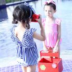 水着 女の子 キッズ ワンピース ジュニア セパレート 3点セット トップス フリル パンツ ヘアバンド リボン付き 90 100 110 120 130 140