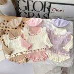  Корея способ свитер вязаный tops ребенок одежда осень-зима tops теплый защищающий от холода девочка поддельный 2 позиций комплект длинный рукав модный свободно симпатичный Junior одежда 66 73 80 90