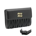 ミュウミュウ MIUMIU  マテラッセレザー 財布 5ML002_2FPP_F0002 MATELASSE'MIU NERO ブラック miumiu ナッパレザー(羊革)3つ折り財布  レディース