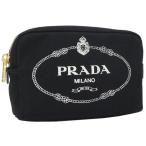 プラダ ポーチ コットン ブラック+オフホワイト PRADA 1NA021 20L F0N12 CANAPA LOGO NERO+TALCO レディース メンズ  化粧 コスメ