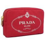 プラダ ポーチ コットン レッド+オフホワイト PRADA 1NA021 20L F0N50 CANAPA LOGO ROSSO+TALCO レディース  化粧 コスメ