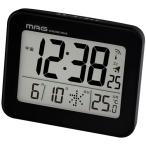 MAG(マグ) 目覚まし時計 置き時計 小型 小さい デジタル 電波時計 温度計 カレンダー 電子音 アラーム スヌーズ ライト ブラック ファルマ