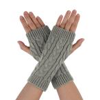 uxcell 指なし 手袋 ニット 手首 ウォーマー フィンガーレスグローブ グローブ 指無し手袋 暖かい 防寒 シンプル 男女兼用 ケーブル編