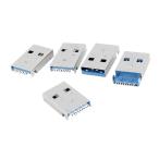 uxcell USB 3.0(Aタイプ)オスジャックプラグ USB3.0ソケット シールド 180度 9ピン 5個入り
