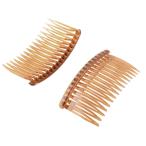 uxcell コードレスヘアアイロン 櫛クリップ ヘアピン 女性 プラスチック ラインストーン 装飾 ブラウン 2個入り