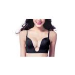 uxcell レディース ブラジャー プッシュアップブラ U型 シームレス ノンワイヤー セクシー 32 ブラック