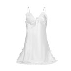 uxcell レディース パジャマ セクシー スリップ キャミソールワンピース レース ネグリジェ 寝間着 ナイトウェア Vネック XXL サイドスリット ホワイト