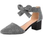 Yahoo! Yahoo!ショッピング(ヤフー ショッピング)uxcell Allegra K サンダル コートシューズ ブロックヒール ポインテッドトゥ レースアップ キラキラ レディース 22.5cm