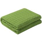 uxcell コットン ケーブルニット ブランケット スーパーソフト ソファカバー ニット毛布 ソファベッド用 緑 フル（70 "x 78"）