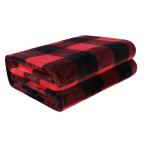 uxcell PiccoCasa チェック柄 フランネル フリース ブランケット プラッシュ 軽量装飾 ブランケット 赤と黒 230x230cm