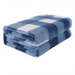 uxcell PiccoCasa チェック柄 フランネル フリース ブランケット プラッシュ 軽量装飾 ブランケット 青と白 230x230cm