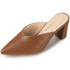 uxcell Allegra K ミュール サンダル チャンキーヒール かかとなし 前ふさがり ポインテッドトゥ レディース ブラウン 23.0 cm