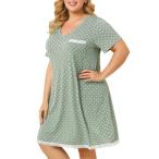 uxcell Agnes Orinda プラスサイズ ナイトガウン 半袖パジャマ ナイトガウン バレンタインデー レディース グリーン 2XL