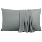 PiccoCasa 枕カバー 豪華 竹繊維 しわなし 冷却枕カバー 柔らかさ 通気性 枕カバー シルキー 2枚 ダークグレー 50x65cm