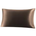uxcell PiccoCasa シルク枕カバー 100%蚕糸 絹 19匁 ファスナー付き 滑らかな材質 両面タイプ ブラウン 40x80cm