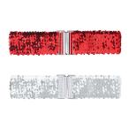 uxcell Allegra K стрейч ремень блокировка пряжка украшен блестками оборудование орнамент 2 шт женский красный 60 cm