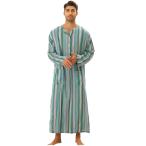 uxcell Lars Amadeus ルームウェア ナイトシャツ ナイトガウン 長袖 ボタン ポケット付き ナイトウェア 綿 メンズ グリーン XL
