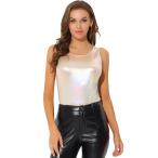 uxcell Allegra K металлик майка s глянец безрукавка танцевальный костюм стрейч Halloween костюм женский абрикос M