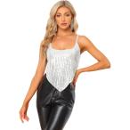 uxcell Allegra K черный p Cami верх украшен блестками ремешок Chris Cross задний отсутствует party женский белый M