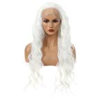 uxcell VOCOSTE гонки передний парик жаростойкость длинный реальный body волна парик девочка повседневный использование 26" белый 