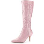 uxcell Allegra K ニーハイブーツ スティレットヒール スパークル グリッター レディース ピンク 26.0cm