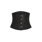 Allegra K コルセット レトロ ビスチェ クロップ トップ セクシー レースアップ レディース ブラック M
