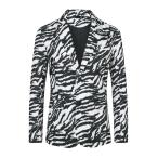 Lars Amadeus ブレザー メンズ ジャケット ヒョウ柄 長袖 ノッチドラペル スリム カジュアル ブラックホワイトxL