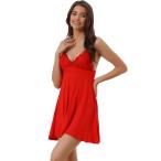 cheibear レディースランジェリーレースシュミーズスリープガウンミニ V ネックストラップセクシーなフルスリップナイトガウン レッド xS