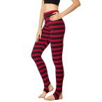 Allegra K レギンス ボーダー スパッツ トレンカ ハイウエスト ウエストゴム ヨガパンツ レディース レッドブラック ストライプ 3XL