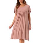 cheibear レディース ナイトガウン コットン スリープウェア 半袖 心地よいゆったりスリープシャツ プラスサイズ S-3XL ピンク M