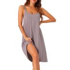 cheibear レディース ナイトガウン バックレス ルーズパジャマ クロスサスペンダー スパゲッティストラップ ラウンジウェア パープル S