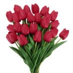 uxcell 24 шт фальшивый тюльпан человеческий труд цветок PU человеческий труд тюльпан вынос руля имеется центральная стойка -s украшение wine red 