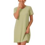 cheibear レディース ナイトガウン モダール スリープウェア 半袖スリープシャツ クルーネック ショートナイトシャツ イエロー S