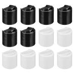 uxcell ディスク プレスキャップ 24/410 PP プラスチック 耐久性 交換用キャップ 空のボトル 黒 ホワイト 12個