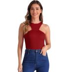 Allegra K женский безрукавка sexy боди не на . топ на бретелях майка лучший женский tops Bourgogne XL