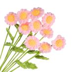 uxcell 手編み クロシェ花 デイジー 人工的に編まれた小さな鉢植え ステム付き バレンタインギフト ホーム ウェディング パーティー オフィス