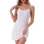 cheibear レディース ナイトガウン スパゲッティストラップ ノースリーブ フリル裾 スリープドレス ポインテール ランジェリー ミニナイトシャ