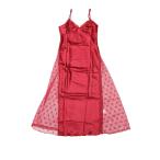 cheibear レディースランジェリー サテン シルキー レース セクシー ノースリーブ Vネック キャミソール スパゲッティストラップ ミディ丈