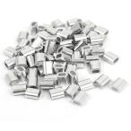 uxcell アルミスリーブ ワイヤロープ アルミスリーブ ダブル・ホール シルバートーン 7 x 6 x 4mm 80個入り