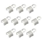 uxcell コードエンドストッパー ターミネータークリンプキャップ コードエンドクラスプ シルバートーン3x6mm 200個入り