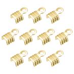 uxcell コードエンドストッパー ターミネータークリンプキャップ コードエンドクラスプ ゴールドトーン 3x6mm 200個入り