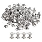 uxcell レザーリベット 8mm ダブルキャップリベット 8mm高さ 金属スタッドリベット レザークラフト修理 シルバートーン 50セット