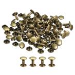 uxcell レザーリベット 8mm ダブルキャップリベット 10mm高さ 金属スタッドリベット レザークラフト修理 ブロンズトーン 50セット